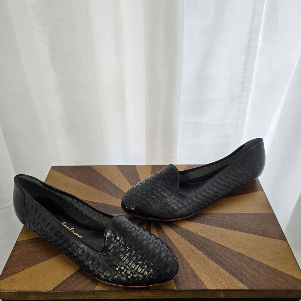 Fanfares Leather Woven Shoes Womens US 10 Black Vintage Brazil Cottage Boho